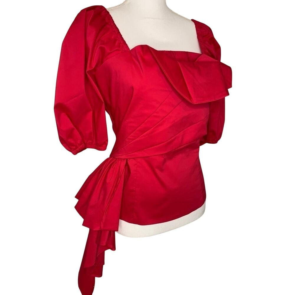 NWT 7th Avenue New York & Company Red Women Festive Blouse Top‎ Size Medium